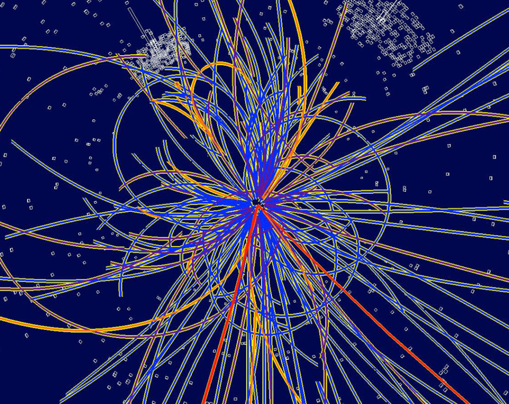 Illustration graphique de particules en collision