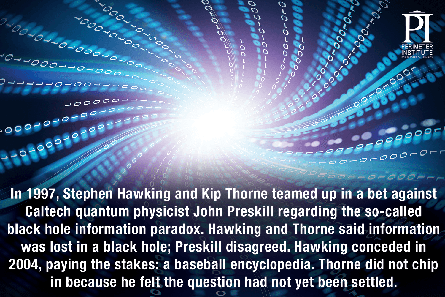 Pari de Stephen Hawking sur les trous noirs