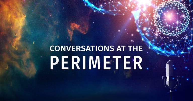 Abstract image of space and light with the words Conversations at the Perimeter