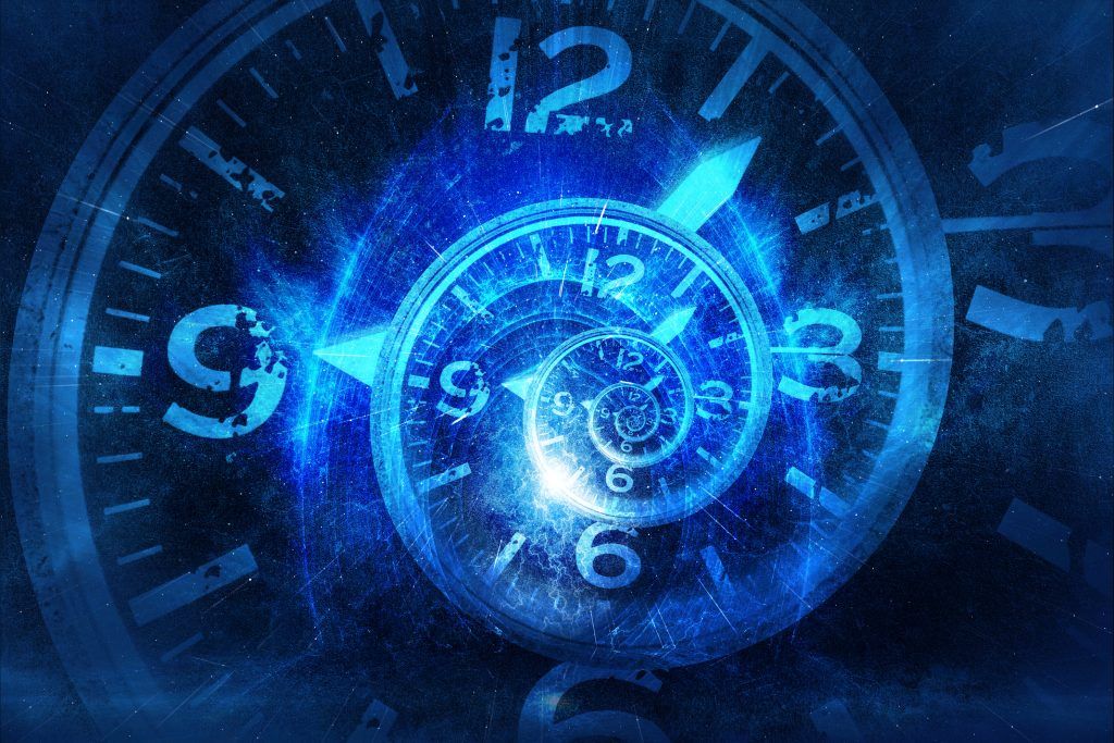 Abstract graphic of clocks with blue light